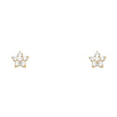 14k Yellow Gold Star CZ Assorted Stud Earrings With Screw Back