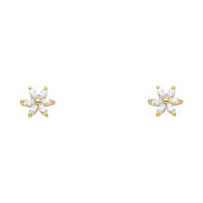 14k Yellow Gold Star CZ Assorted Stud Earrings With Screw Back