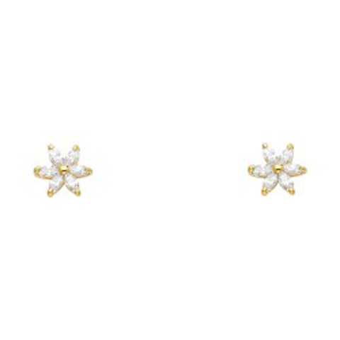 14k Yellow Gold Star CZ Assorted Stud Earrings With Screw Back
