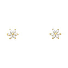 14k Yellow Gold Star CZ Assorted Stud Earrings With Screw Back