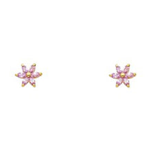 Load image into Gallery viewer, 14k Yellow Gold Star Pink CZ Assorted Stud Earrings With Screw Back