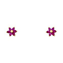 Load image into Gallery viewer, 14k Yellow Gold Star Ruby CZ Assorted Stud Earrings With Screw Back