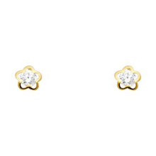 Load image into Gallery viewer, 14k Yellow Gold Plumeria CZ Assorted Stud Earrings With Screw Back