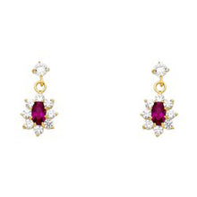 Load image into Gallery viewer, 14k Yellow Gold Flower With Ruby And CZ Assorted Stud Earrings With Screw Back