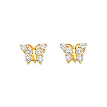 Load image into Gallery viewer, 14K Yellow Gold 7mm  Butterfly CZ Hanging Stud Earrings - Screw Back