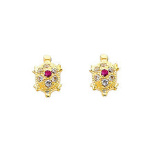 Load image into Gallery viewer, 14K Yellow Gold 6mm Turtle Ruby CZ Stud Earrings - Screw Back