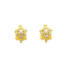 Load image into Gallery viewer, 14K Yellow Gold 6mm Turtle CZ Stud Earrings - Screw Back
