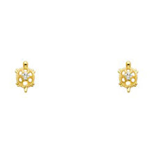 Load image into Gallery viewer, 14K Yellow Gold 6mm Turtle CZ Stud Earrings - Screw Back