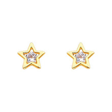 Load image into Gallery viewer, 14K Yellow Gold 7mm Star CZ Stud Earrings - Screw Back