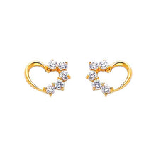 Load image into Gallery viewer, 14k Yellow Gold 8mm Heart CZ Stud Earrings With Screw Back