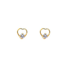 Load image into Gallery viewer, 14k Yellow Gold 5mm Heart CZ Stud Earrings With Screw Back