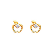 Load image into Gallery viewer, 14K Yellow Gold 6mm Apple Pink CZ Stud Earrings - Screw Back
