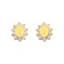 Load image into Gallery viewer, 14K Yellow Gold 7mm Our Lady Guadalupe CZ Stud Earrings - Screw Back