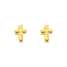 Load image into Gallery viewer, 14K Yellow Gold 5mm Cross CZ Stud Earrings - Screw Back