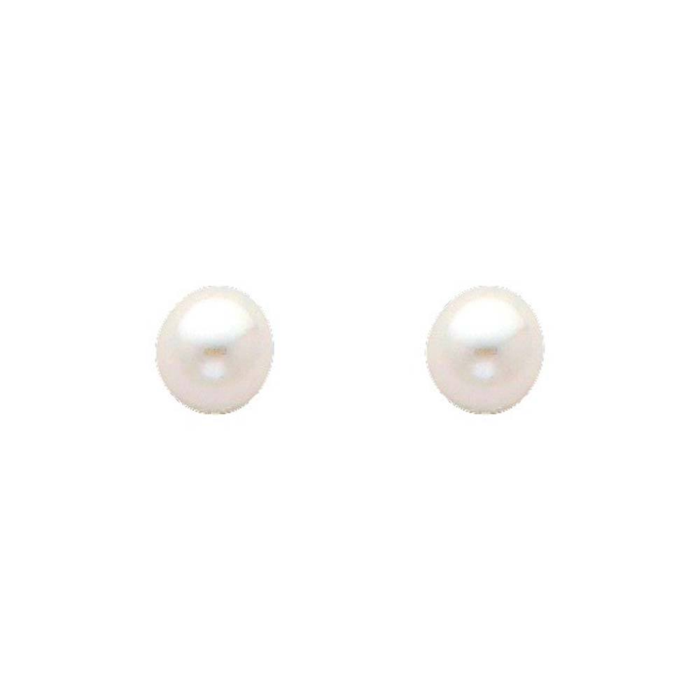 14K Yellow Gold 5mm Pearl Stud Earrings - Screw Back
