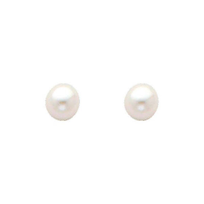 14K Yellow Gold 5mm Pearl Stud Earrings - Screw Back