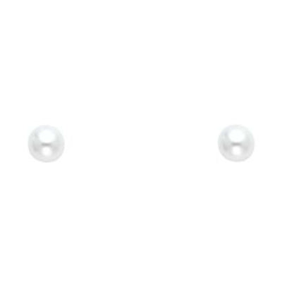 14K Yellow Gold 6mm Pearl Stud Earrings - Screw Back