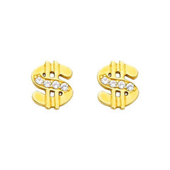 14K Yellow Gold 6mm CZ Stud Earrings - Screw Back