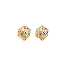 Load image into Gallery viewer, 14K Yellow Gold 6mm Cube CZ Stud Earrings - Screw Back
