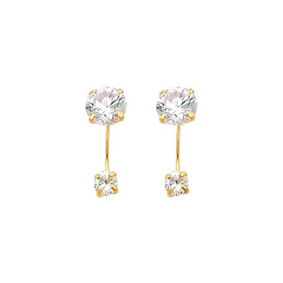 14K Yellow Gold 6mm CZ Curved Earrings