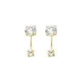 14K Yellow Gold 6mm CZ Curved Earrings