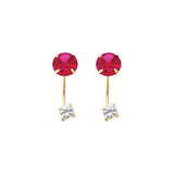 14K Yellow Gold 6mm Ruby CZ Curved Earrings