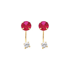 14K Yellow Gold 6mm Ruby CZ Curved Earrings