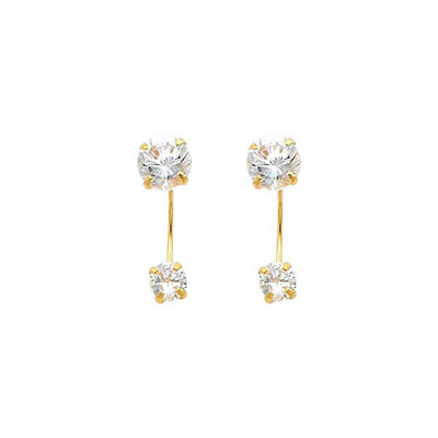14K Yellow Gold 5mm CZ Curved Earrings