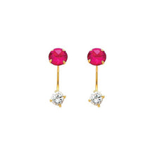 Load image into Gallery viewer, 14K Yellow Gold 5mm Ruby CZ Curved Earrings