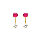 14K Yellow Gold 5mm Ruby CZ Curved Earrings