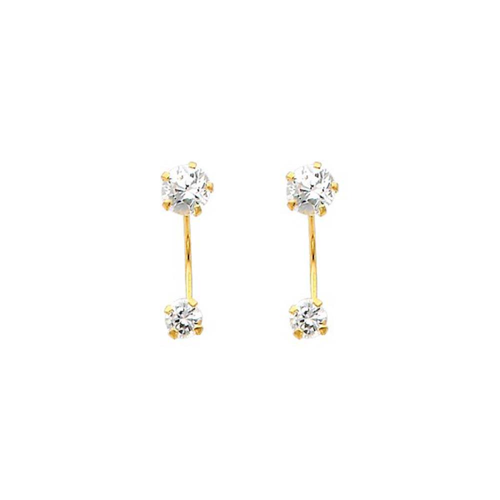14K Yellow Gold 4mm CZ Curved Earrings