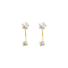 Load image into Gallery viewer, 14K Yellow Gold 4mm CZ Curved Earrings