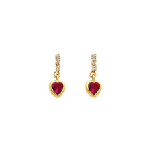 Load image into Gallery viewer, 14K Yellow Gold 5mm Heart CZ Hanging Stud Earrings - Screw Back