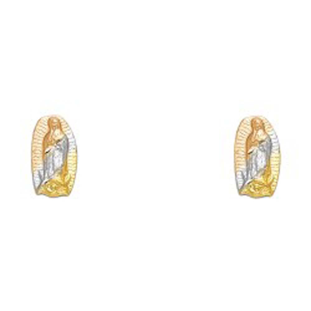 14K Yellow Gold CZ Stud Earrings - Screw Back