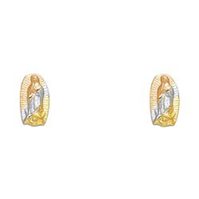 14K Yellow Gold CZ Stud Earrings - Screw Back