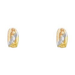 14K Yellow Gold CZ Stud Earrings - Screw Back