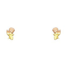Load image into Gallery viewer, 14K Yellow Gold CZ Stud Earrings - Screw Back