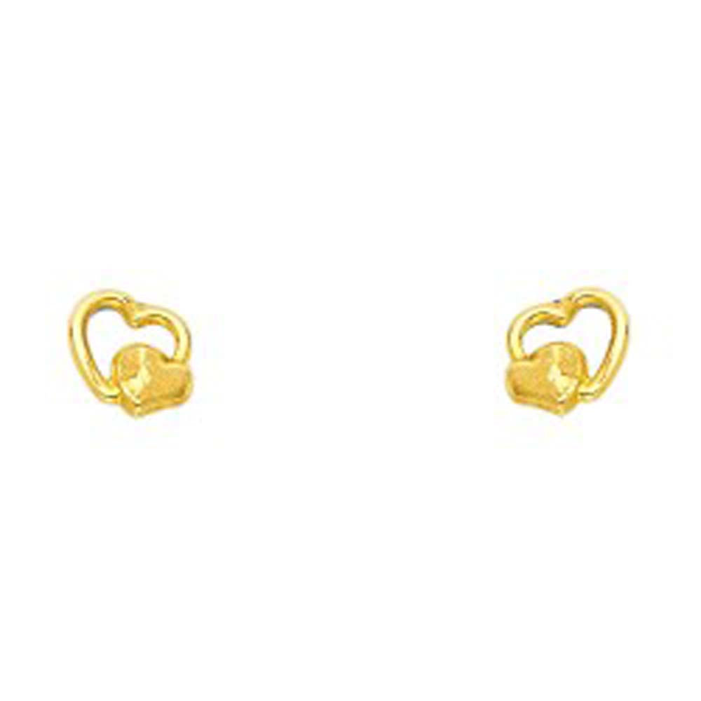 14K Yellow Gold CZ Stud Earrings - Screw Back