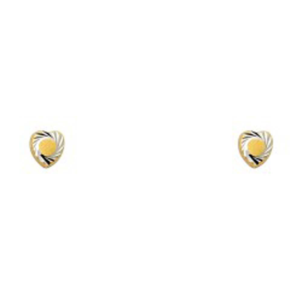 14k Yellow Gold Heart Spinner Stud Earrings With Screw Back