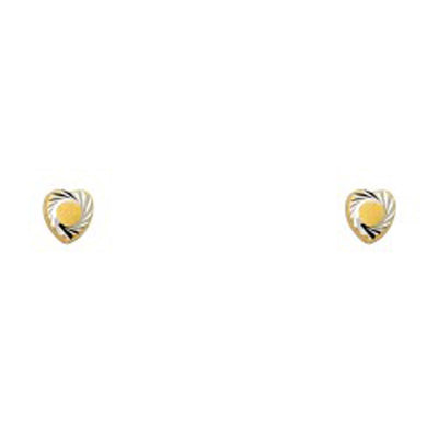 14k Yellow Gold Heart Spinner Stud Earrings With Screw Back
