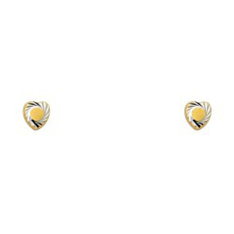 14k Yellow Gold Heart Spinner Stud Earrings With Screw Back