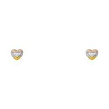 14K Yellow Gold CZ Stud Earrings - Screw Back