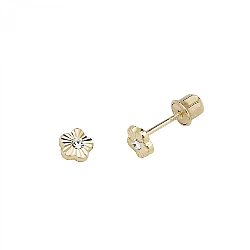 14K Yellow Gold 4mm Stud Earrings - Screw Back
