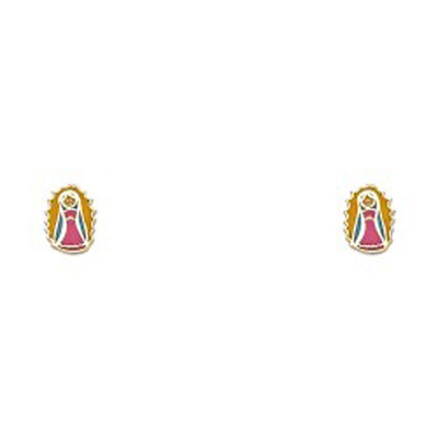 14K Yellow Gold CZ Stud Earrings - Screw Back