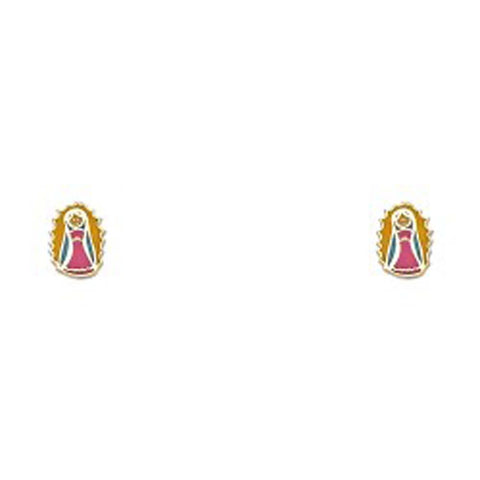 14K Yellow Gold CZ Stud Earrings - Screw Back