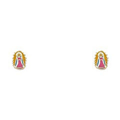 14K Yellow Gold CZ Stud Earrings - Screw Back