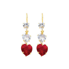 Load image into Gallery viewer, 14K Yellow Gold Red and White CZ Hanging Earrings
