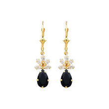 Load image into Gallery viewer, 14K Yellow Gold Black and White CZ Hanging Earrings