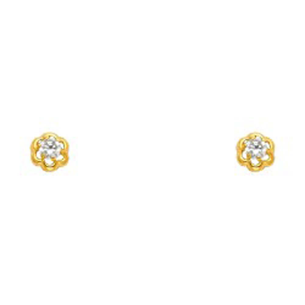 14K Yellow Gold CZ Stud Earrings