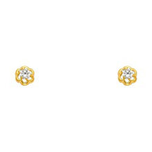 Load image into Gallery viewer, 14K Yellow Gold CZ Stud Earrings